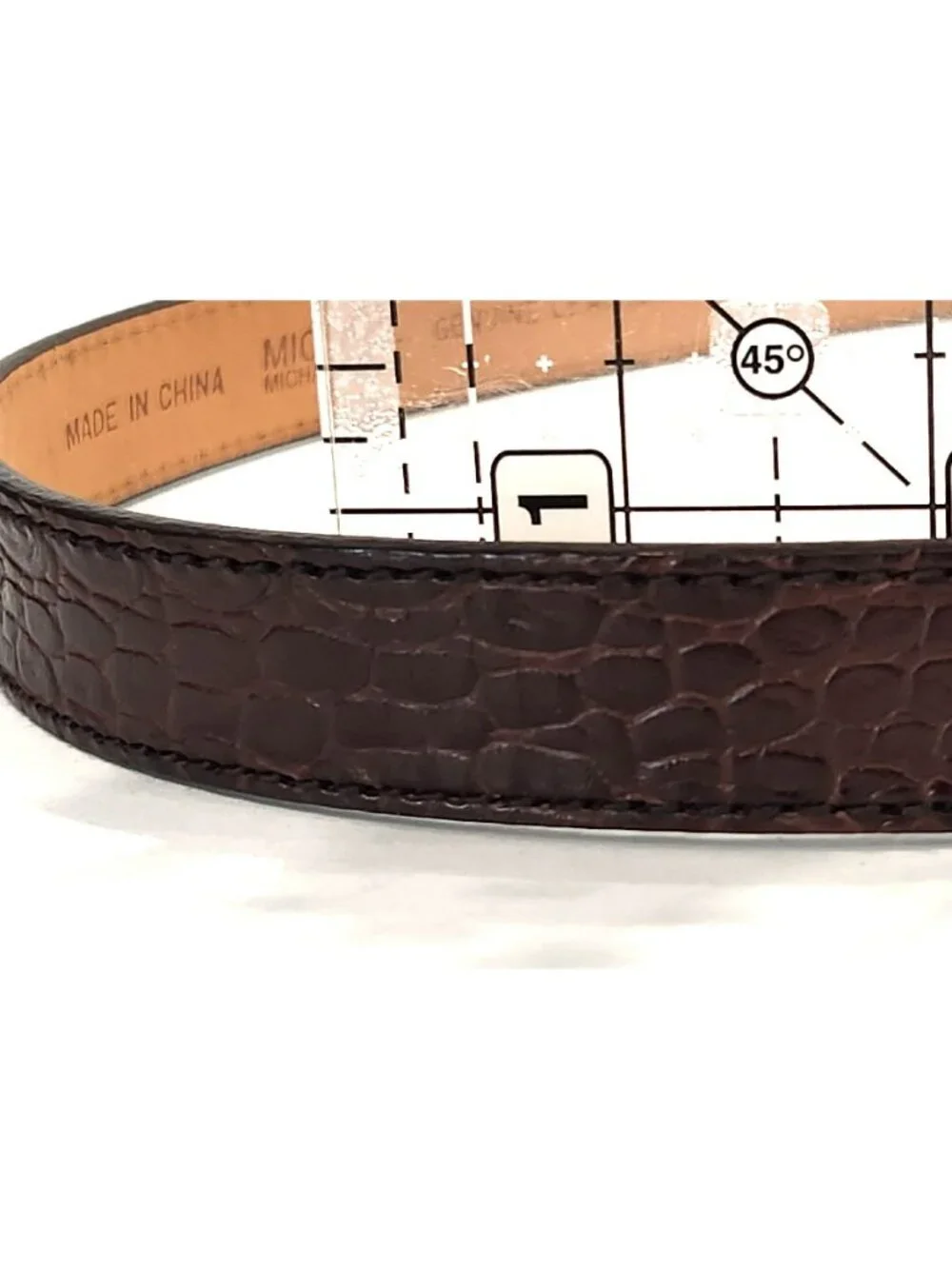 Michael Kors Brown Leather Belt Crocodile Embossed Pattern Size XL 39-43